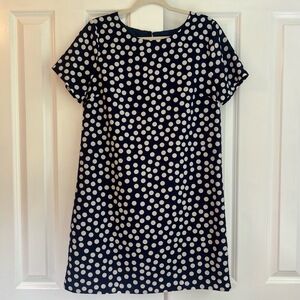J.Crew Polka Dot Navy Blue & White Short Sleeve Dress Size 10‎